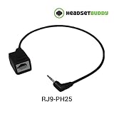 Headset Buddy Female Headset to Male 2.5mm Plug Adapter - Convert 4P4C RJ9 to Phone Jack Cable Works with Plantronics, ATT, Cisco, Panasonic, Cordless & VoIP Telephones (RJ9-PH25)