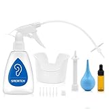 Ear Wax Removal Tool, SREMTCH Earwax Remover Kit with Washer Bottle, Hard Nozzles, Ear Basin, Bulb Syringe, Dropper Vial, 5 Soft Ear Tips for Ear Cleaning
