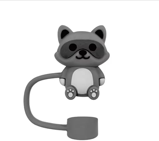 Photo 1 of 1 Pc Dark Gray Raccoon Cover for Stanley 40and30 Oz Cup Cute Straw Topper for Tumblers,Silicone Straw Covers Cap for Stanley Cup Accessories Straw Cap Stopper for Reusable Straws Tip Lids?10mm?