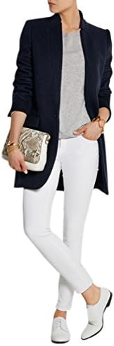 Women's Simple Stand Collar Slim Fit Blazer Woolen Jacket Coat