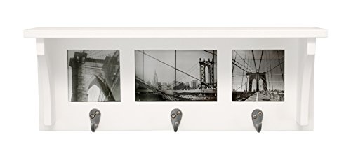 Kiera Grace Riley Wall Shelf and Picture Collage with 3 Hooks, 18.5-Inch by 7-Inch, Holds 2- 4 by 4-Inch and 1- 4 by 6-Inch Photo, White - Thumbnail 5