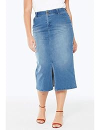 Falda vaquera para dama, talla grande, color azul