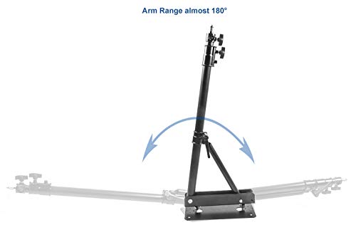 PHOCUS Wall Mount Boom Arm for Photography Studio Video Strobe Lights, Max Length 51 inches /130 cm, Horizontal and Vertical Rotatable