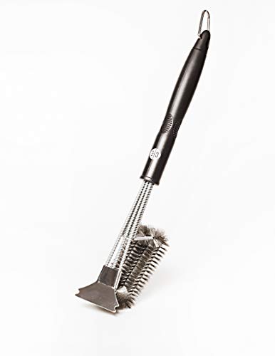 SALE / CLEARANCE - C+E Heavy Duty Grill Brush - 18 Inch With Stainless Steel Wire Bristles, Extra Long Handle, 3 Brushes In One Plus Scraper, New And Improved Version Of Last Years Best Seller