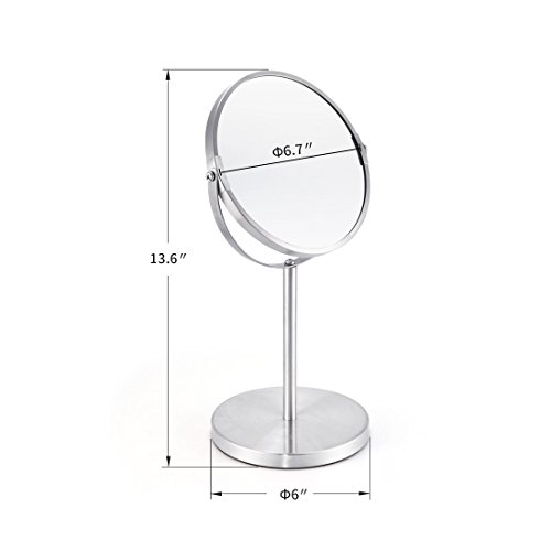 FIRMLOC Makeup Vanity Mirror 3X Magnifying, 6-inch Double-Side Mirror, Tabletop Swivel Mirror Chrome Finish, 13-inch Height
