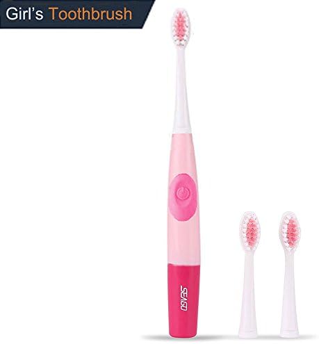 Eiou Girls electric toothbrush waterproof Sonic Electric Toothbrush with 3 Brush Heads for Youth Teens-Pink