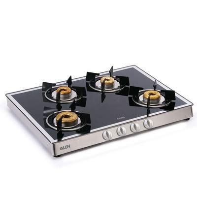 Glen Stainless Steel 4 Burner Gas Stove, Black/Silver (Gl1048GTFBBM)