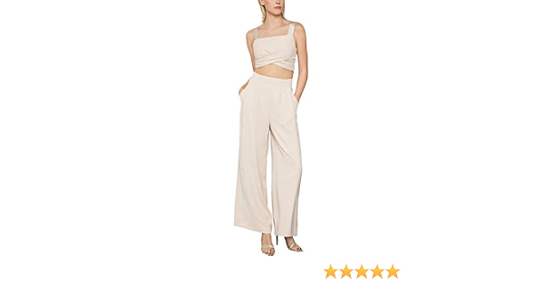BCBGMAXAZRIA Women's Wide-Leg Twill 