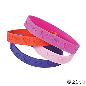 24 Rubber Love Bracelets/VALENTINE'S DAY Bracelets/Accessories