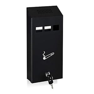 Relaxdays Wandasbak voor buiten, weerbestendig, afsluitbaar, met montagemateriaal en sleutels, 32 x 15 x 6 cm, zwart