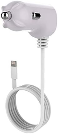 HXINH VortexAuto+ Apple MFi Certified 2.4Amps(12W) Car Charger with Captive Lightning Cable (2.4A Captive Cable, White)