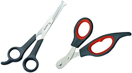 Chibuy Pet Grooming Scissors Set Professional dog Grooming Scissors and Dog Nail clippers grooming Tool Kit, With Round Tips, For Eye, Face, Paw, Ear, Dogs and Cats Grooming Tools