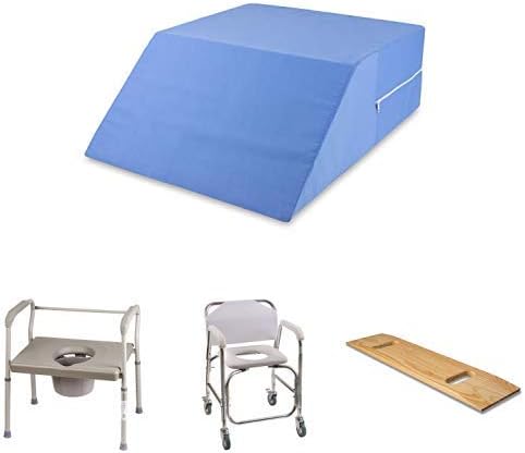 DMI Ortho Bed Wedge Elevated Leg Pillow Supportive Foam Wedge Pillow for Elevating Legs 500 lb Capacity Heavy-Duty Steel Commode Toilet Chair and Shower Transport Chair Rolling Shower Chair