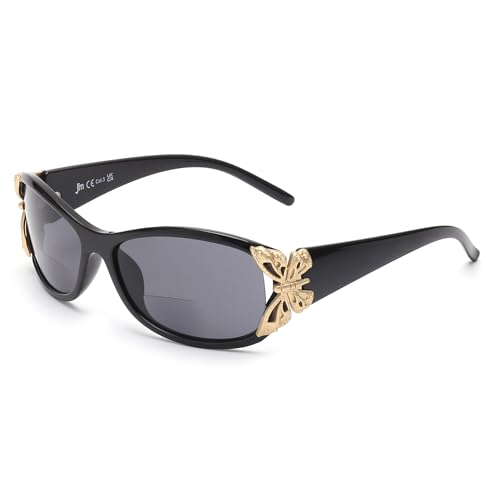 Photo 1 of JM Bifocal Reading Sunglasses for Women Fashion Sun Readers Outdoor Reading Glasses UV400 Protection Black +1.75
