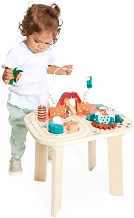 - Table d'Activités Dinosaure - 8 Activités Premier Age - Jouet d'Éveil - Développe la Motricité Fine et la Dextérité - Jouet en Bois FSC - Dès 12 Mois, J05825