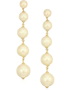 Womens Girls in Pearls Linear Statement Earrings