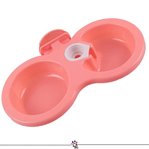 DENTRUN Pet Dog Bowls Stainless Steel Hanging Food Water Feeder Dish, Dog Feeding Bowl Cup Cage Plastic Case with Removable Bolt Holder for Cats Birds Puppy Rabbits,Food Grade Bowl
