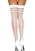 Women's Sheer Back Seam Cuban Heel Stockings (One Size, White Stripe Top)
