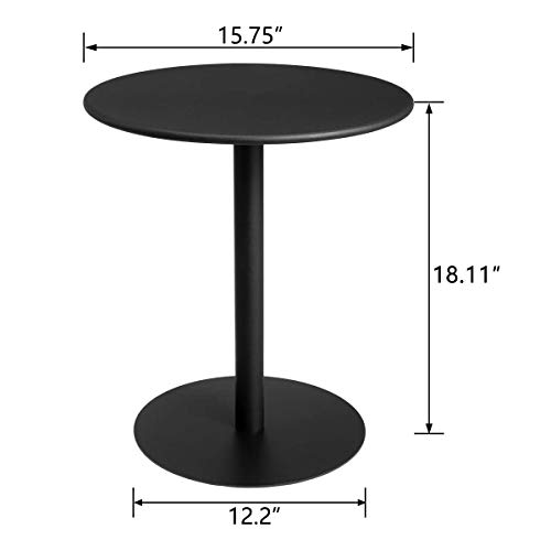 HollyHOME Round Metal AntiRust End Table, Accent Small Snack