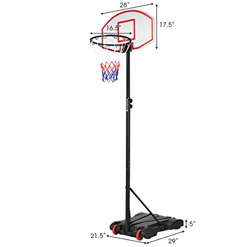 Giantex Portable Basketball Hoop with Wheels, 5.87 Ft Adjustable 28
