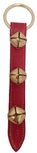 Red Leather Strap Brass Sleigh Bell Door Hanger Belsnickel 12 Inch Made in USA