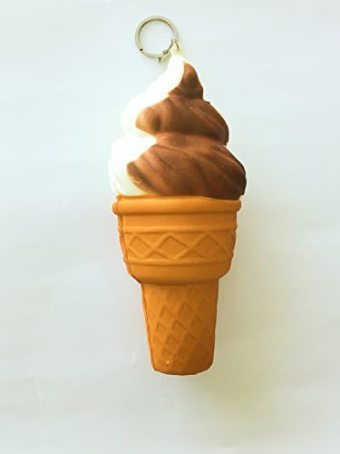 You Get 1 Cute Jumbo Ice Cream Chocolate Cone Squishy Keychain Clip Toy Extra Soft
