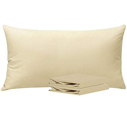 NTBAY Microfiber Plain Pillowcases, 2 Pack Soft Anti Wrinkle and Stain Resistant Envelope Closure King Pillow Cases, 50x90 cm, Khaki — image 1