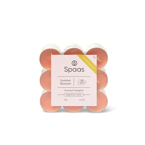 Spaas 10 x 18 Citronella Tealights, ± 4.5 Hours, Fairy Pink, Summer Blossom