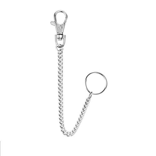 16" Silver Nickel Plated Pocket Chain Wallet Chain String with Lobster Claw Clasp Trigger Snap Handle for Belt Loop, Purse Handbag Strap, Keys, Wallet, and Traveling - Thumbnail 3