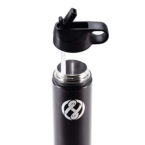 HYQO Insulated Stainless Steel Water Bottle | Cold 48 Hrs Hot 24 Hrs | 26 Oz Double Wall Vacuum Leak Proof Metal Water Bottle with Straw | Extra Flip & Drink Lid - Thumbnail 4