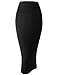Doublju Women Lightweight Stretchy Fabric Elastic Waist Band Pencil Skirt