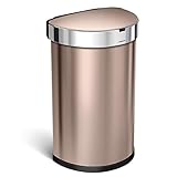 simplehuman 45L Semi-Round Sensor Can, Touchless Motion Sensor Garbage Bin, Rose Gold Stainless Steel, 45 L / 11.8 Gal