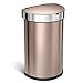 simplehuman 45 Liter/12 Gallon Stainless Steel Semi-Round Sensor Can, Touchless Automatic Trash Can, Rose Gold Stainless Steel