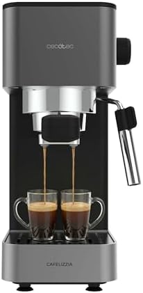 Cafetera Express Manual Cafelizzia 690 Grey. 1230-1465W, Bomba 20 Bares, 1 o 2 Tazas, Vaporizador, Tanque 1,5L, Thermoblock, Panel Táctil, Espresso de Barista en Casa