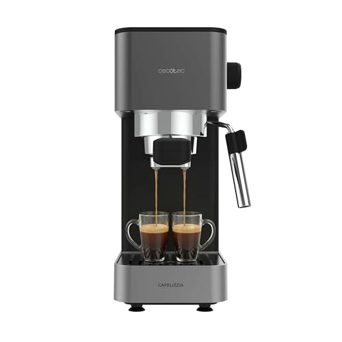 Cafetera Express Manual Cafelizzia 690 Grey. 1230-1465W, Bomba 20 Bares, 1 o 2 Tazas, Vaporizador, Tanque 1,5L, Thermoblock, Panel Táctil, Espresso de Barista en Casa