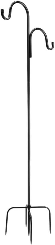 Outdoor Shepherd's Hooks - Angoily Double Sided Shepherd Hook Bird Feeder Pole Two Sided Garden Flag Hanger Planter Basket Flower Pot Hanging Stake Lantern Hooks Pole for Outdoor Shepherd Hook
