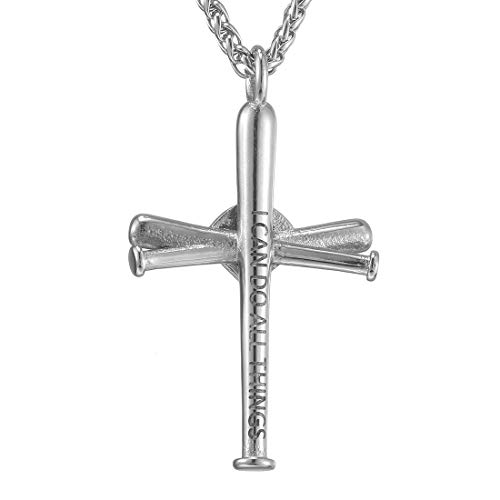 Cross Necklace Baseball Bats Athletes Cross Pendant Sports Number Or