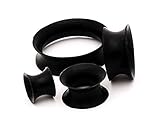 Thin Walled Black Silicone Tunnels - 1 1/8” - 28mm - Sold As a Pair