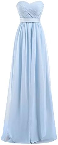 Tsygirls Line Chiffon Bridesmaid Dress Strapless Long Prom Evening Gown Size 14 Blue