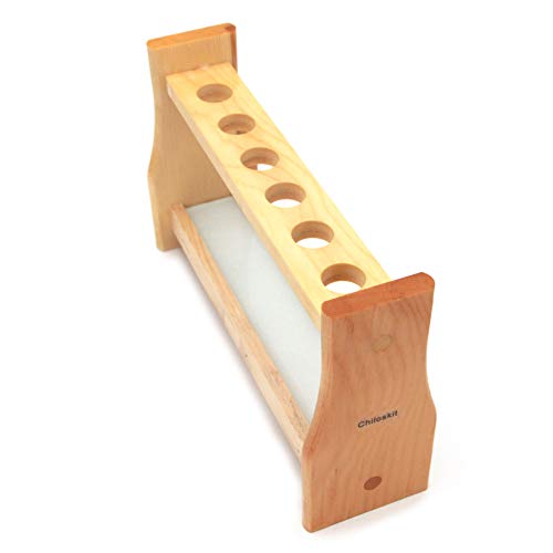 Chiloskit 0.7" (18mm) Holes Wood Wooden Test Tube Rack Holder Stand for API 10ml 25ml Test Tubes Lab Tube Racks Pen Holder (10ml 6Slots) - Thumbnail 6