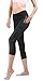 MYoga Women's Yoga Pants Workout Capri Leggings Running Tights w Side Pocket (M, Black)
