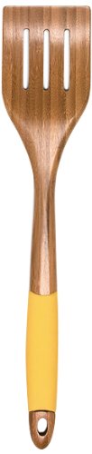 Lipper International Bamboo Slotted Spatula With Silicone Handle, Yellow