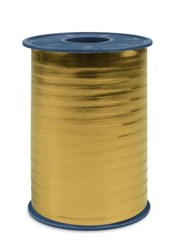 C.E. Pattberg MEXICO Metallic Gift Ribbon gold, 440 yards of Balloonribbon for Gift Wrapping, 0.2 inches width, Accessories for Decoration & Handicrafts, Decoration Ribbon for Presents