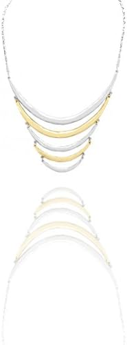 Kigmay Jewelry Hammered Metal 5 Bar Bib Statement Necklace for Women, 18" + 3" Extender