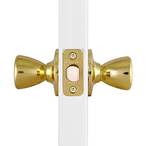 Design House Tulip Passage Door Knob - 2-Way Non-Locking, Polished Brass, Fits Most Interior Doors, ANSI Grade 3