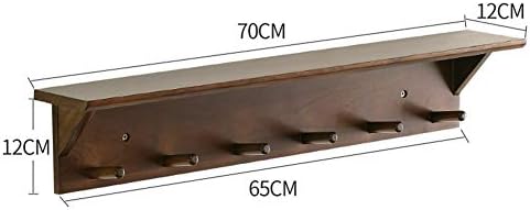 FDBGshlef Wooden Floating Shelf - Corridor Entrance Shelves, Wall Decoration Racks, with Hook, Wall Shelf Storage Rack, Width 12 cm Small Shelf (Color : Brown, Size : 70cm)