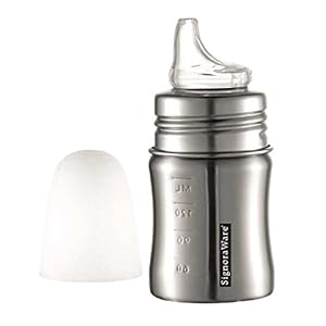 Signoraware Bubble 304 Stainless Steel Feeding Bottle (With 1 Extra Free Nipple), Set of 1, 180ml, Silver