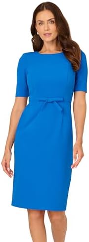 adrianna papell knit crepe bow sheath dress with 3/4 sleeves Adrianna Papell Plus Size Knit Crepe Sheath Dress