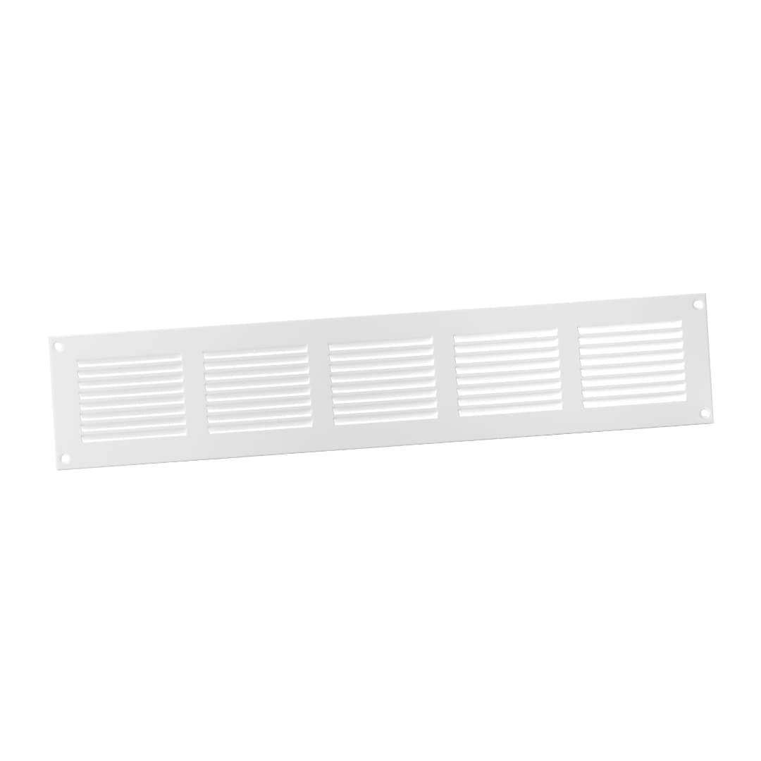 500x100mm / 20x4" inch White Metal Air Vent Grille Cover with Insect Mesh - Ventilation Cover