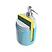 Comfify Mason Jar Kitchen Soap Dispenser & Sponge Holder - Sink Organizer - 14oz Kitchen Counter Liquid Soap Dispenser with Stainless Steel Pump, Blue Ceramic Soap Holder w/Free Sponge